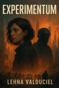 En un horizonte envuelto en fuego y sombras, una joven de mirada intensa observa el caos de una ciudad en ruinas. A su espalda, una silueta imponente y enigmática, vestida con casco y armadura, mira en silencio. Entre las llamas y edificios derruidos, surge una tensión palpable que parece vincularlos alrededor de un peligro inminente.